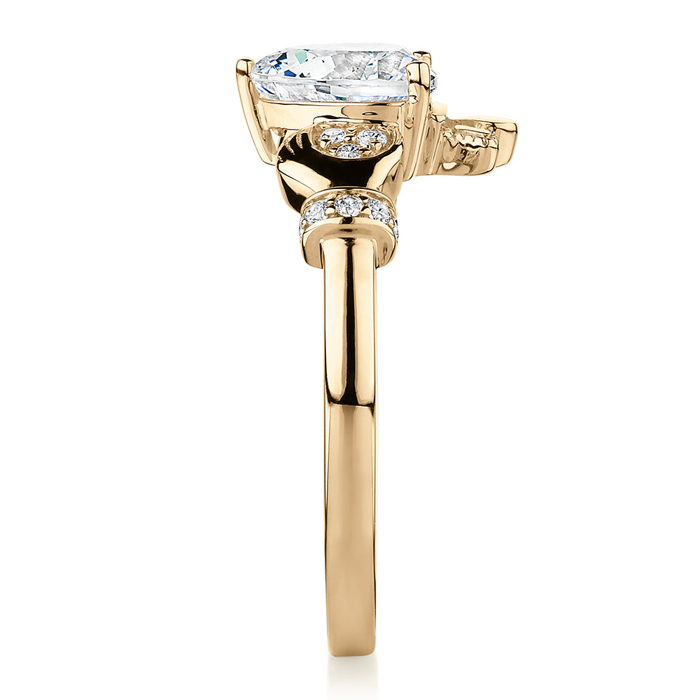 Dress ring with 1.23 carats* of diamond simulants in 10 carat yellow gold