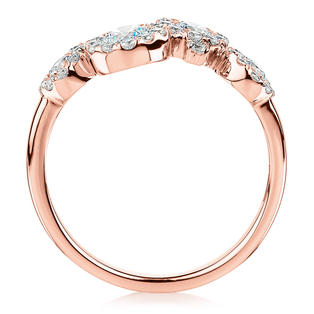 Celeste Dress ring with 0.92 carats* of diamond simulants in 10 carat rose gold