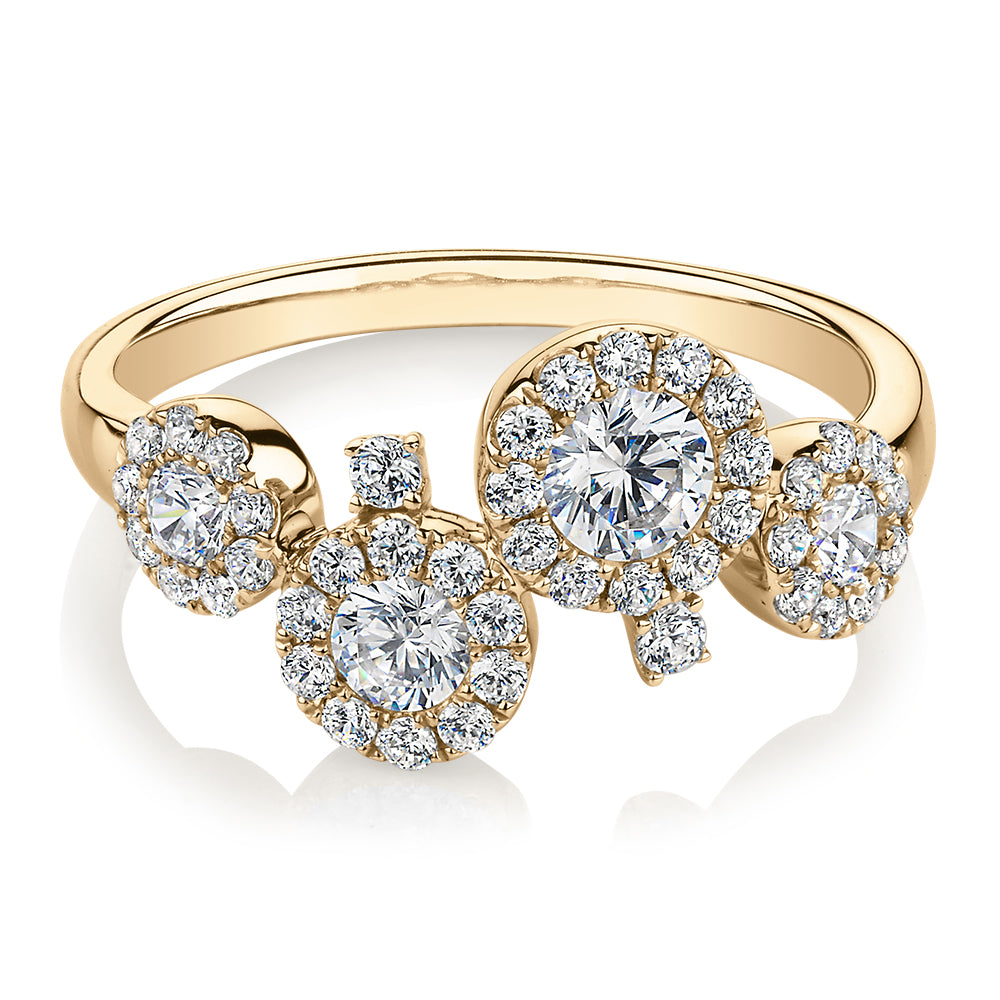 Celeste Dress ring with 0.92 carats* of diamond simulants in 10 carat yellow gold
