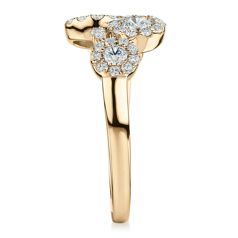 Celeste Dress ring with 0.92 carats* of diamond simulants in 10 carat yellow gold