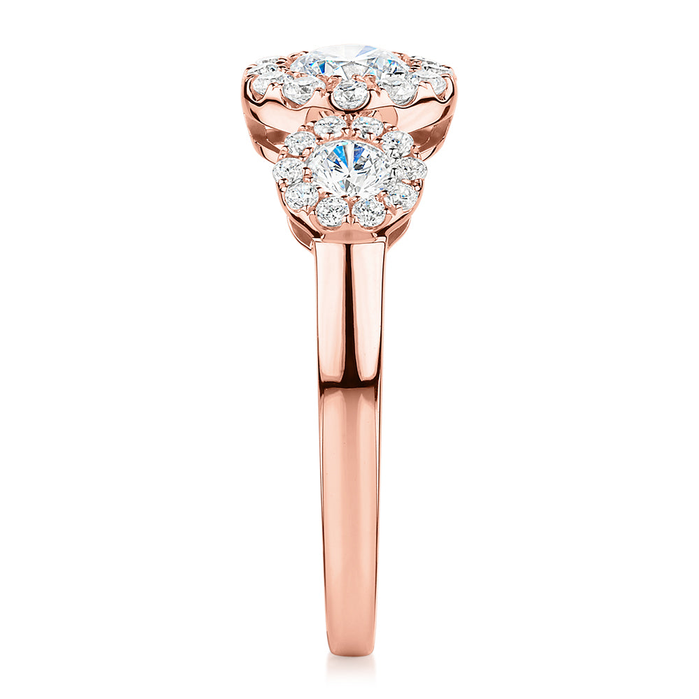 Celeste Dress ring with 1.02 carats* of diamond simulants in 10 carat rose gold