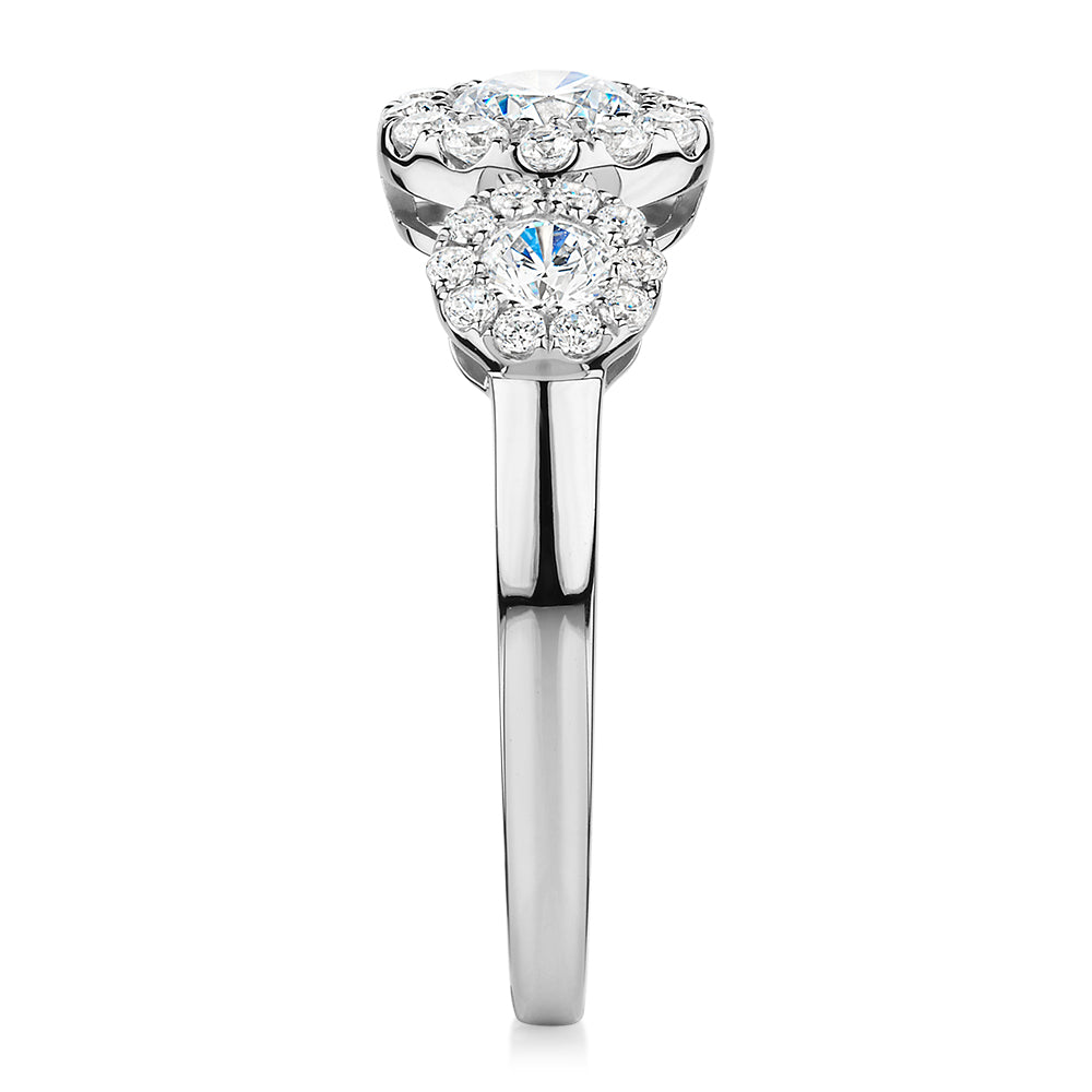 Celeste Dress ring with 1.02 carats* of diamond simulants in 10 carat white gold