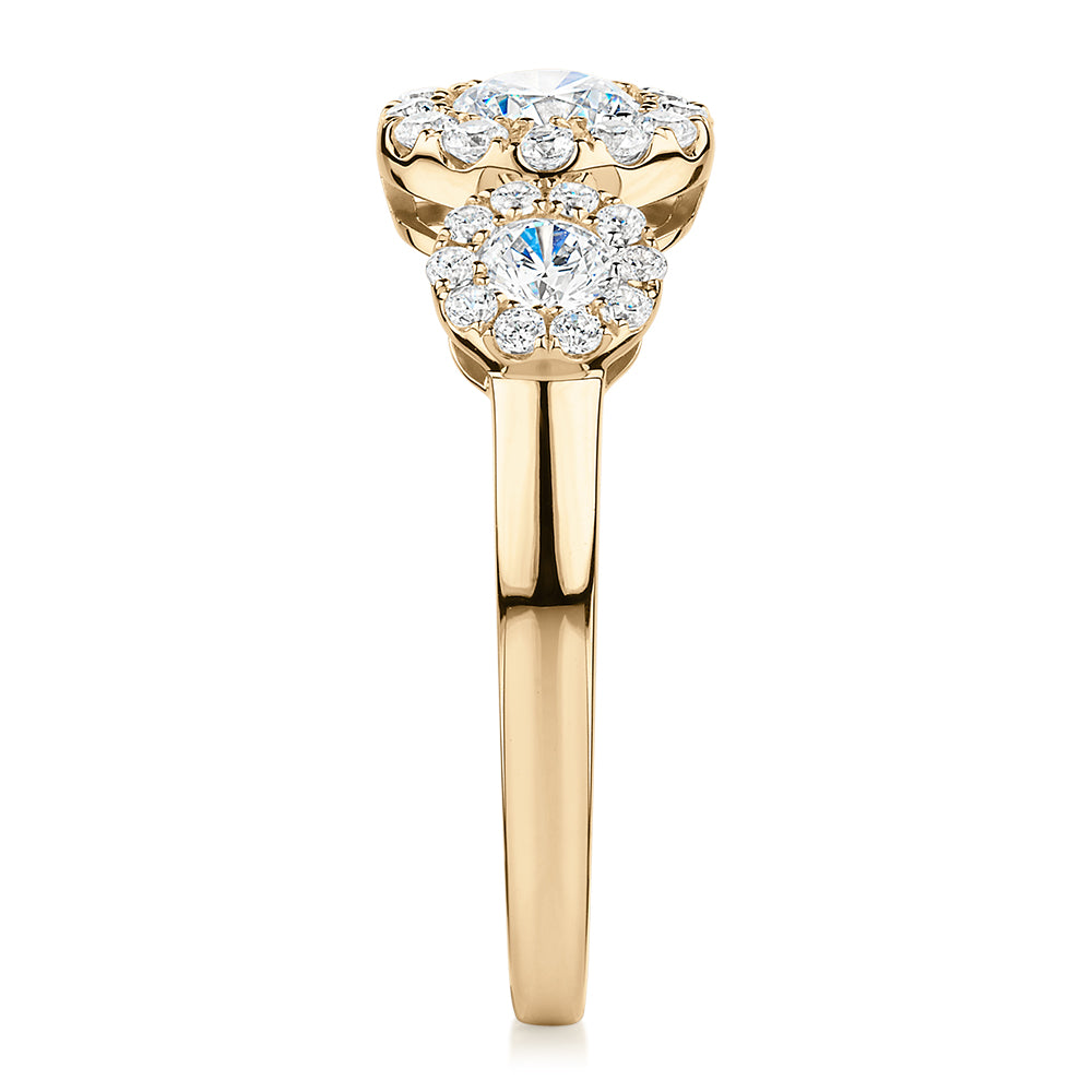 Celeste Dress ring with 1.02 carats* of diamond simulants in 10 carat yellow gold