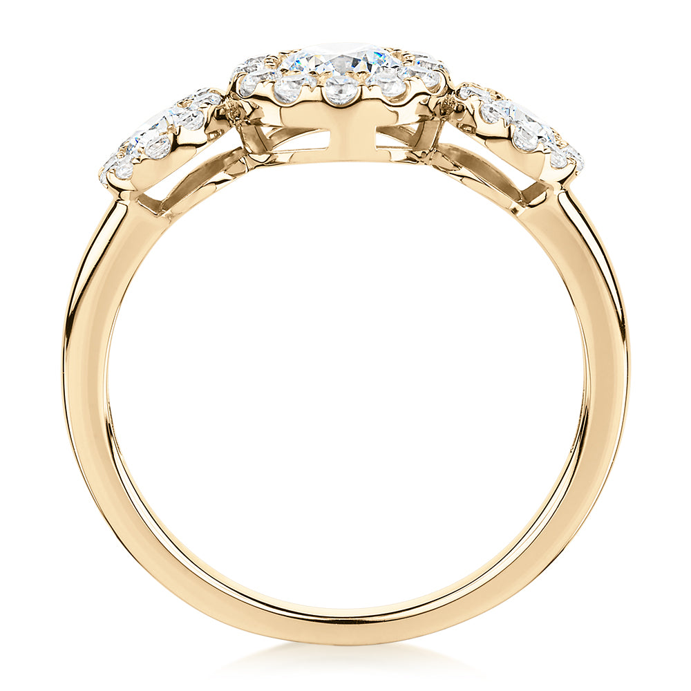 Celeste Dress ring with 1.02 carats* of diamond simulants in 10 carat yellow gold