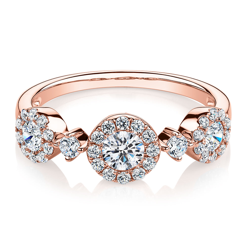 Celeste Dress ring with 0.83 carats* of diamond simulants in 10 carat rose gold