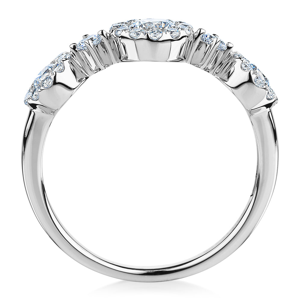 Celeste Dress ring with 0.83 carats* of diamond simulants in 10 carat white gold