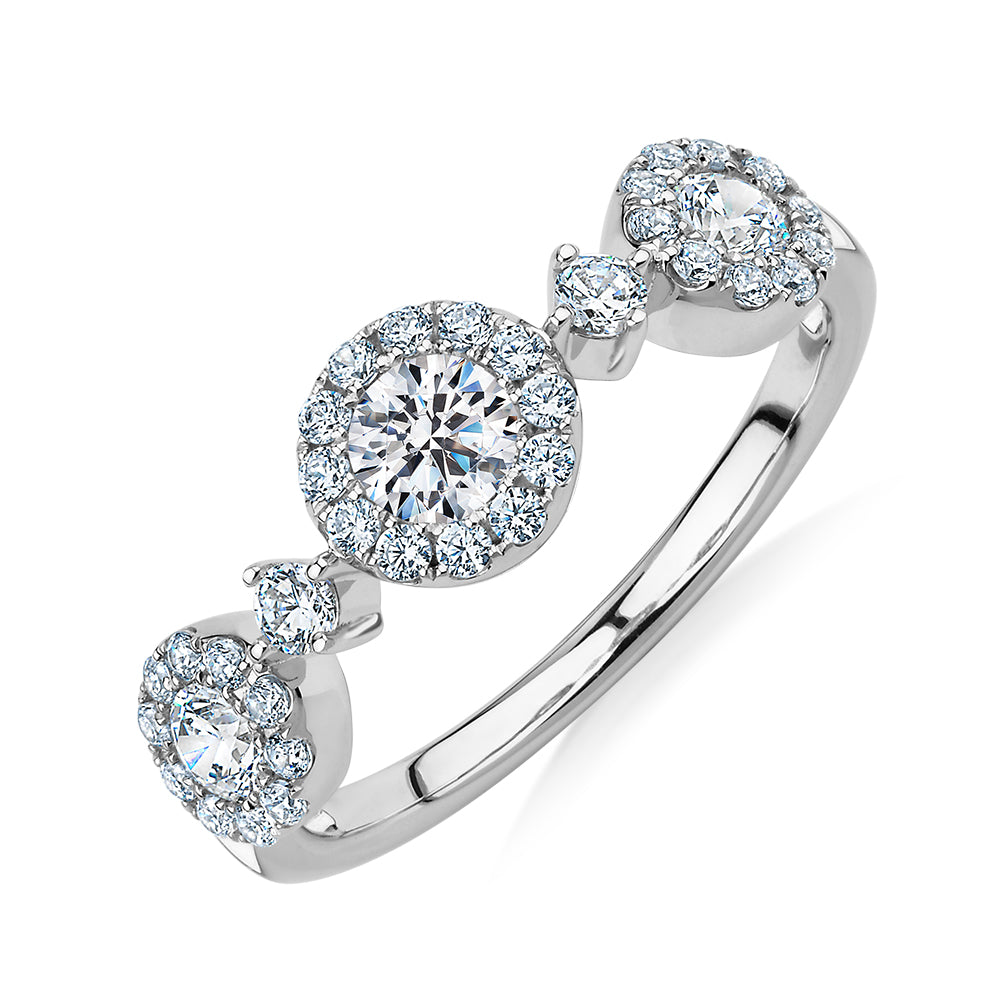 Celeste Dress ring with 0.83 carats* of diamond simulants in 10 carat white gold