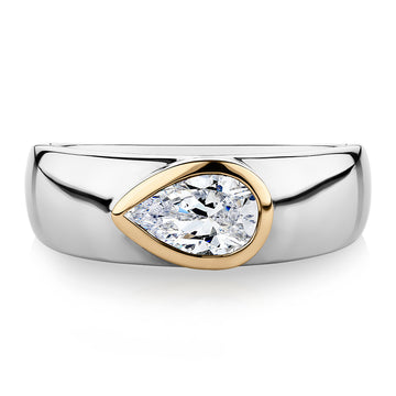 Synergy dress ring with 0.81 carats* of diamond simulants in 10 carat yellow gold and sterling silver