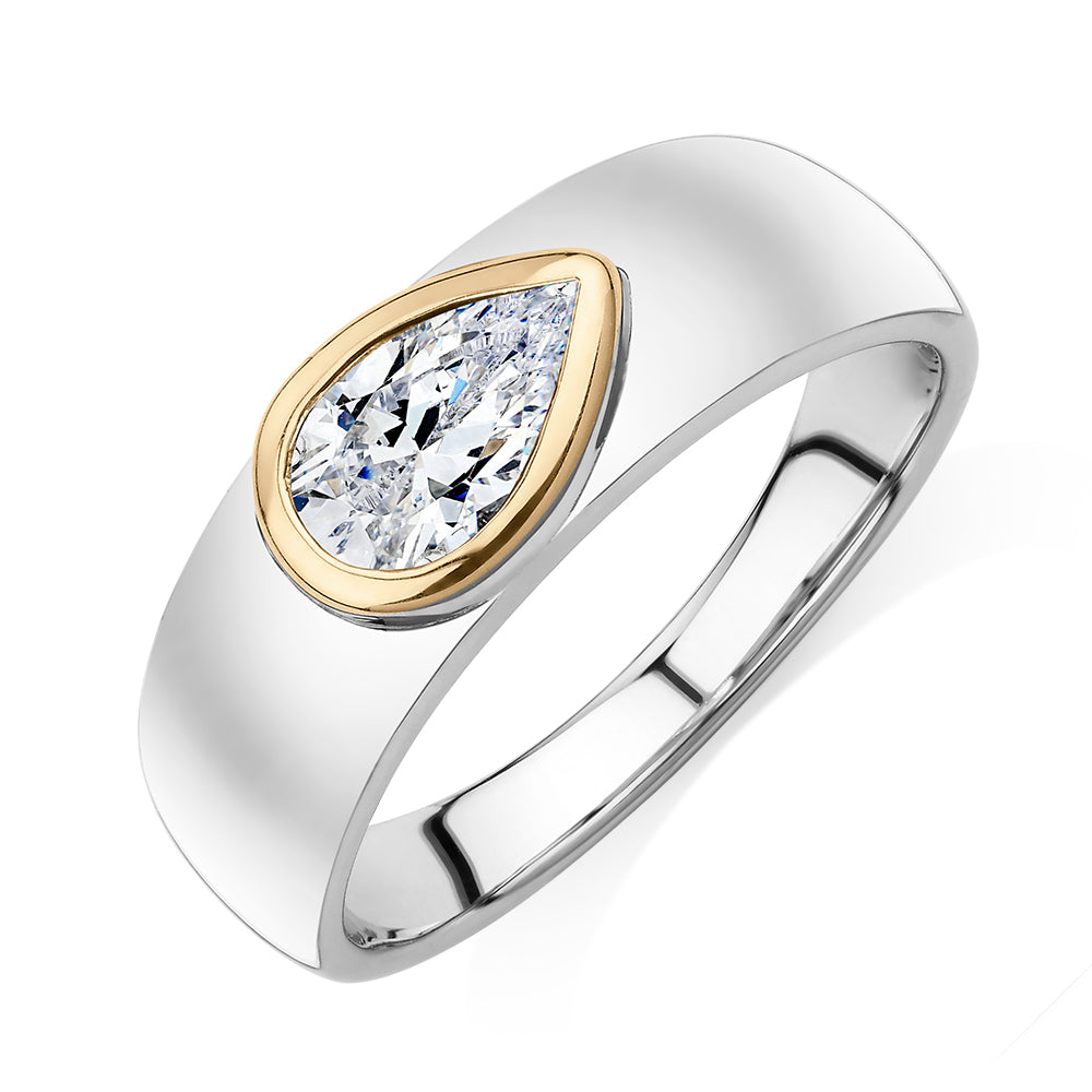 Synergy dress ring with 0.81 carats* of diamond simulants in 10 carat yellow gold and sterling silver