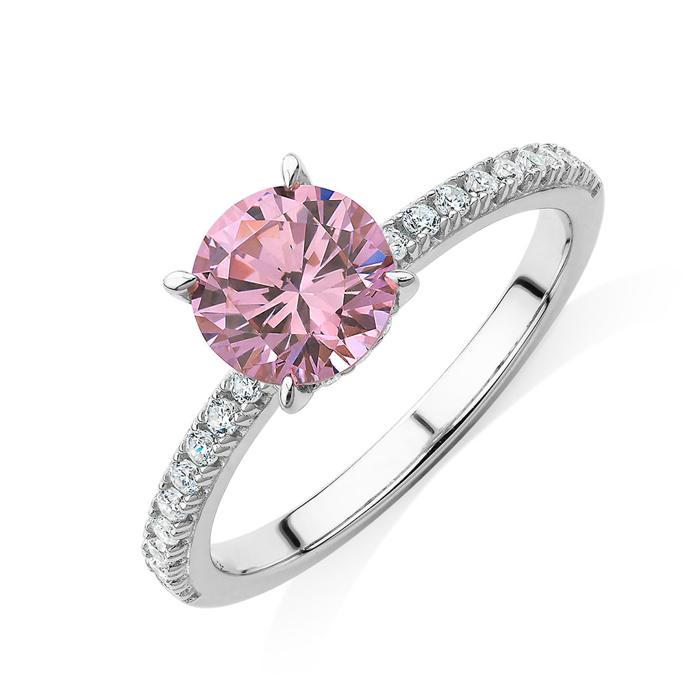 Dress ring with 2.28 carats* of diamond simulants in sterling silver