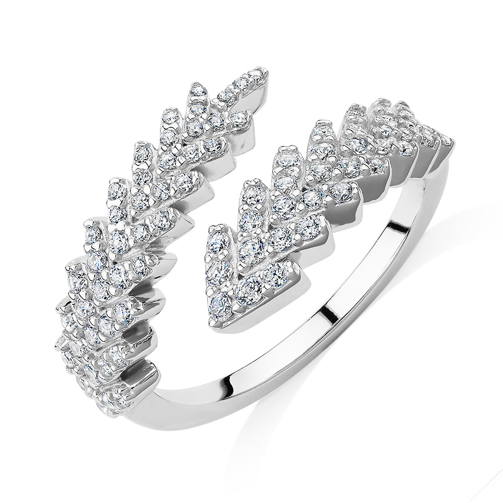 Dress ring with 0.58 carats* of diamond simulants in sterling silver