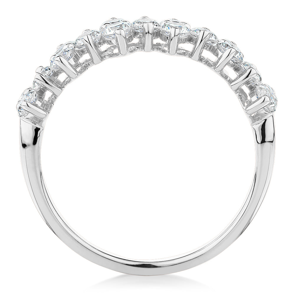 Dress ring with 1.02 carats* of diamond simulants in 10 carat white gold