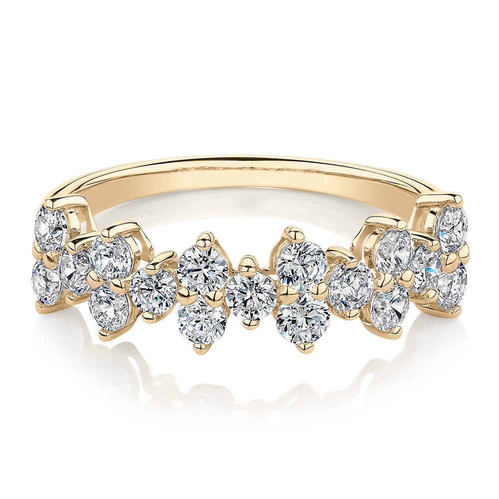 Dress ring with 1.02 carats* of diamond simulants in 10 carat yellow gold