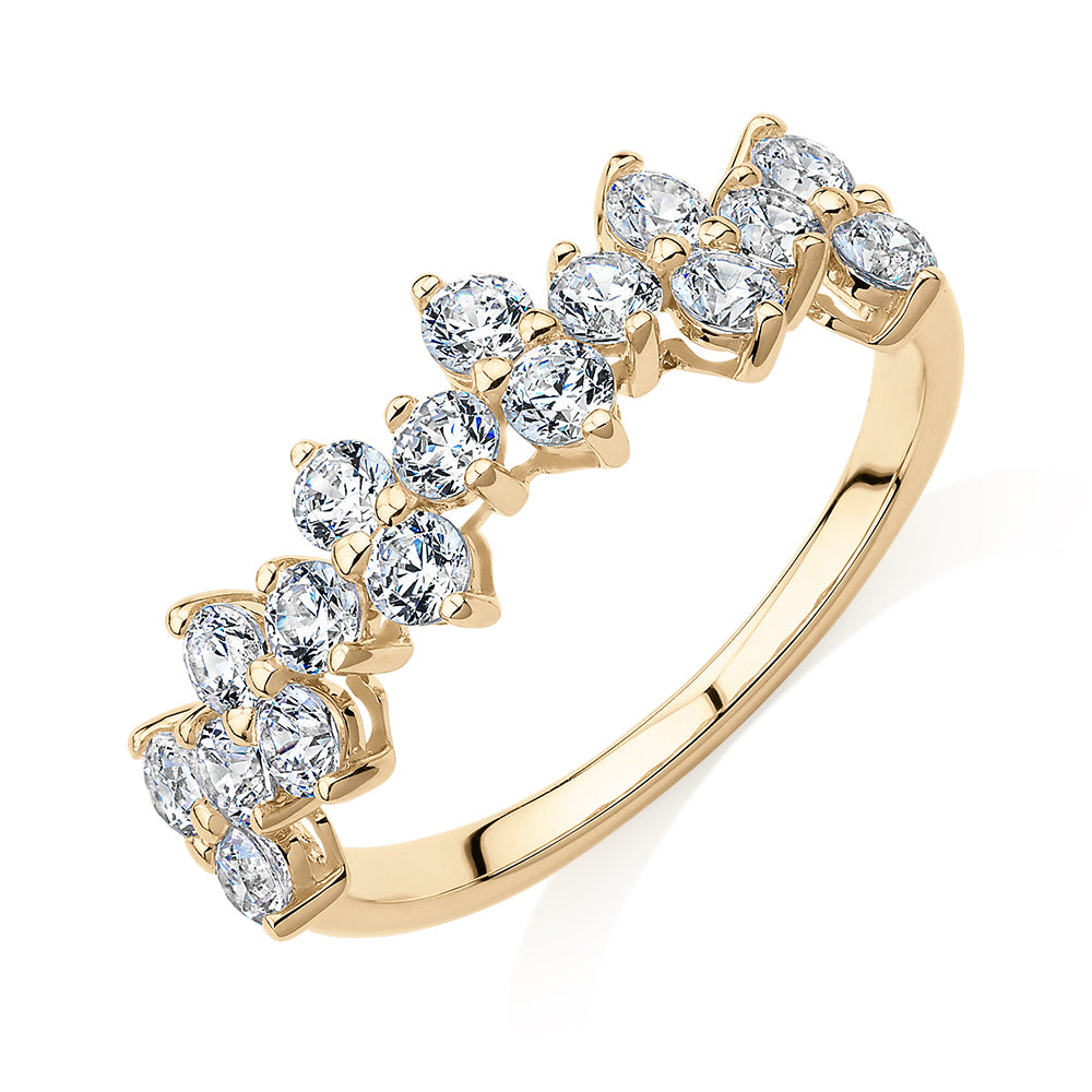 Dress ring with 1.02 carats* of diamond simulants in 10 carat yellow gold
