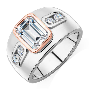 Synergy dress ring with 2.61 carats* of diamond simulants in 10 carat rose gold and sterling silver secondary view