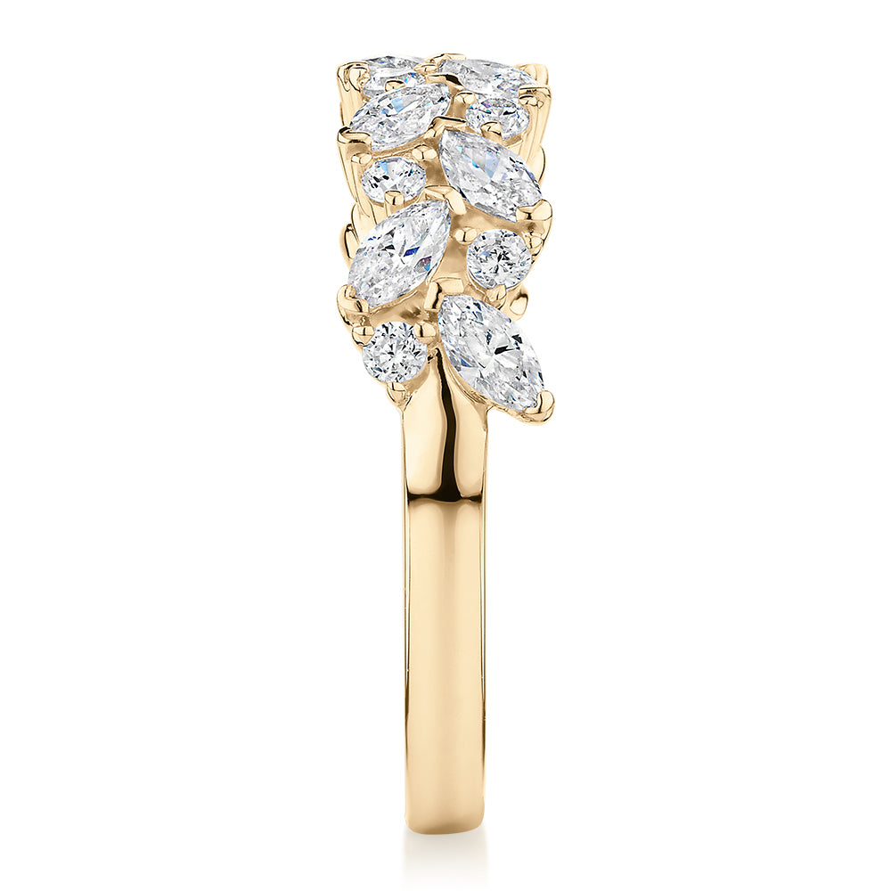 Dress ring with 1.15 carats* of diamond simulants in 10 carat yellow gold