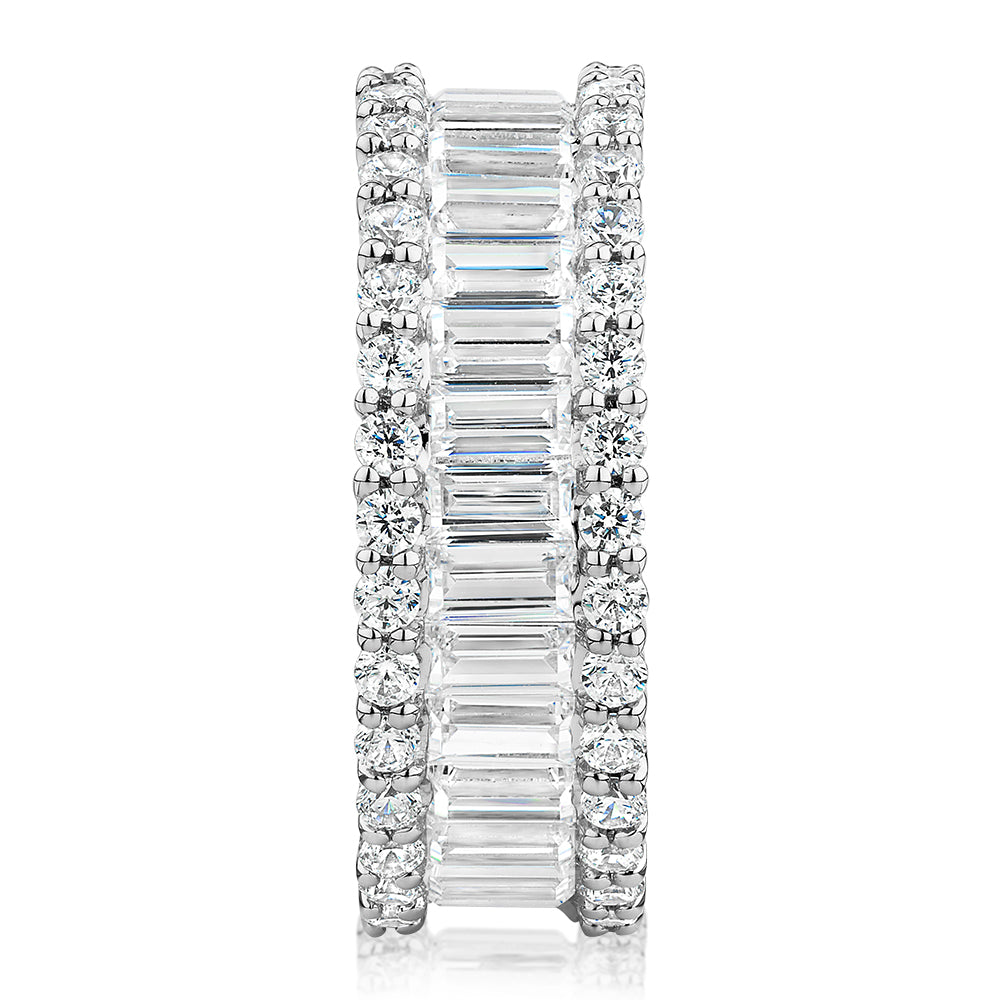 All-rounder eternity band with 5.4 carats* of diamond simulants in 10 carat white gold