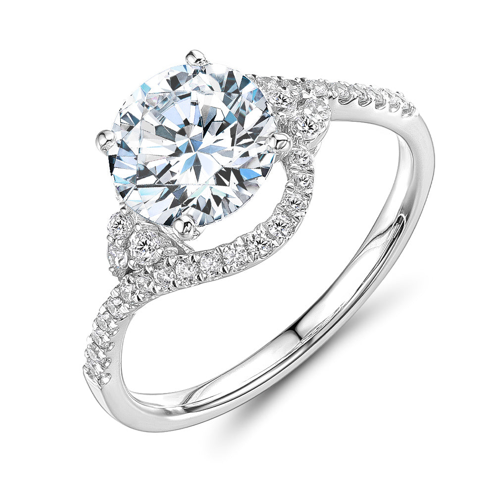 Round Brilliant shouldered engagement ring with 2.27 carats* of diamond simulants in 14 carat white gold