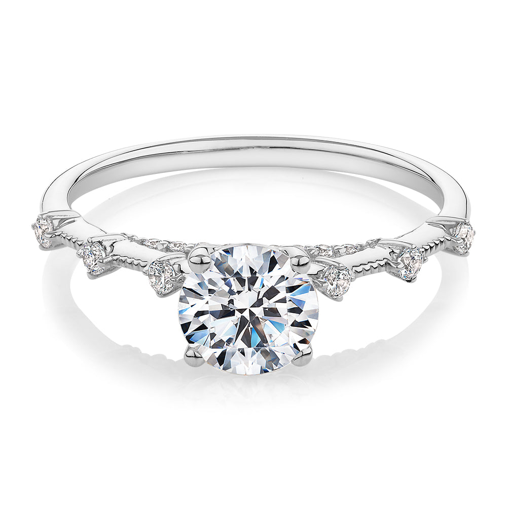 Round Brilliant shouldered engagement ring with 1.20 carats* of diamon ...