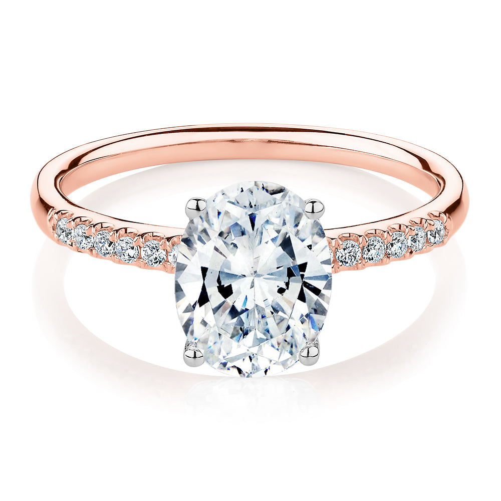 Rose gold shop oval diamond ring