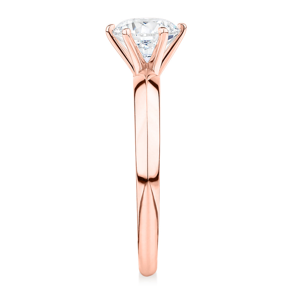 Premium Certified Lab-Grown Diamond, 1.00 carat round brilliant solitaire engagement ring in 14 carat rose gold