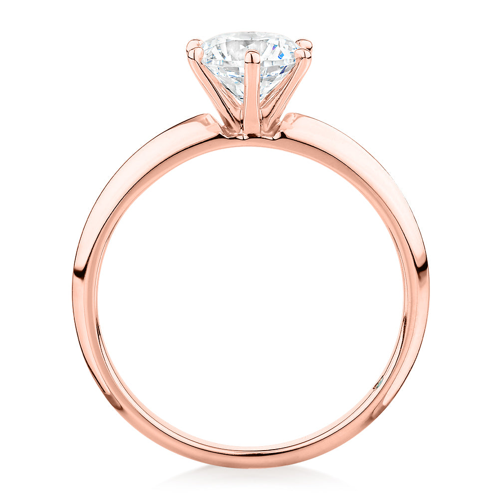 Premium Certified Lab-Grown Diamond, 1.00 carat round brilliant solitaire engagement ring in 14 carat rose gold