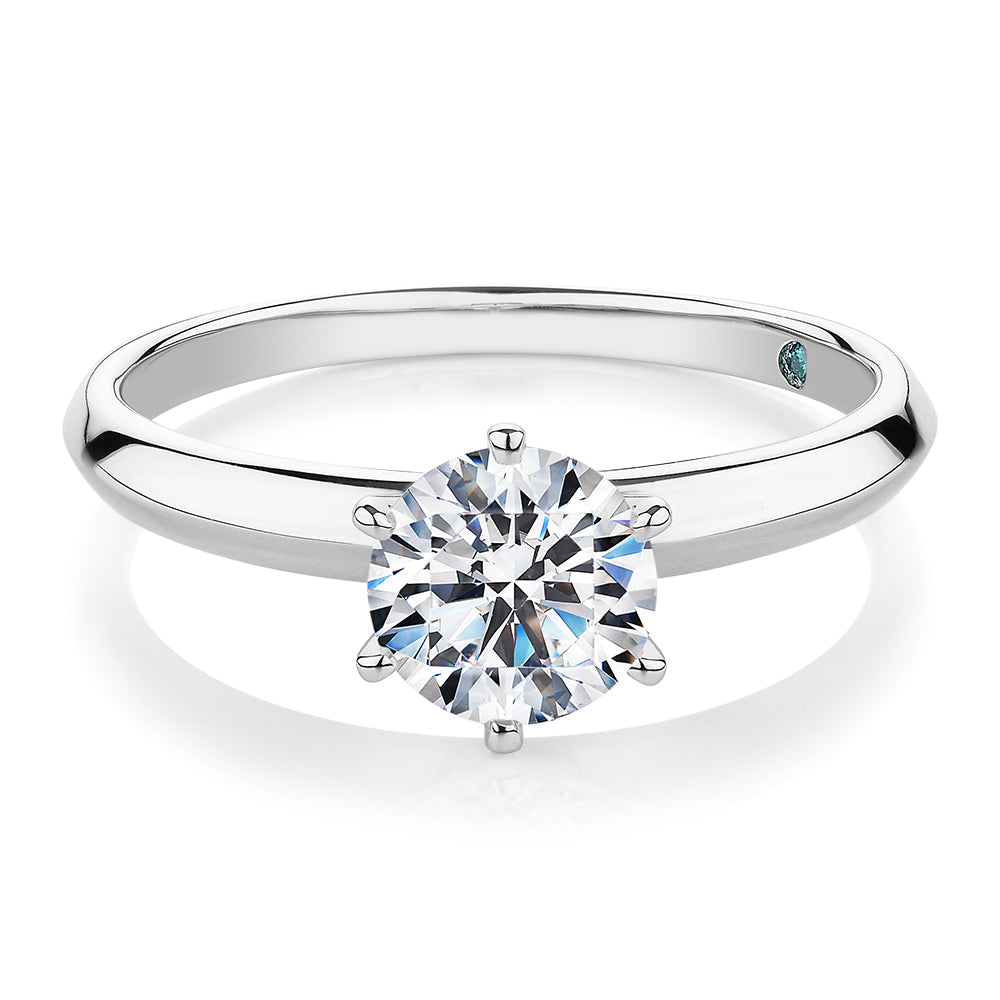 Premium Certified Laboratory Created 1.00 carat round brilliant solitaire engagement ring in platinum