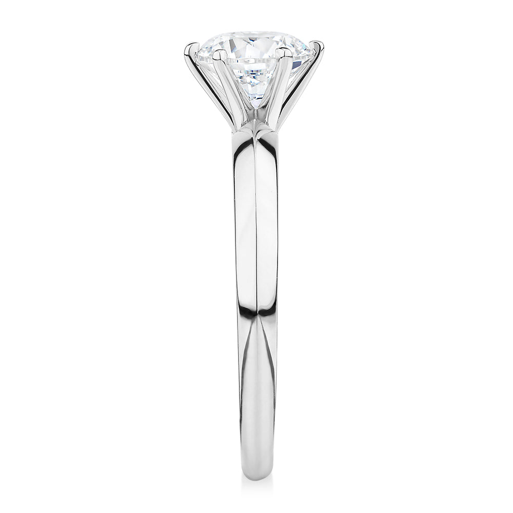 Premium Certified Laboratory Created 1.00 carat round brilliant solitaire engagement ring in 18 carat white gold