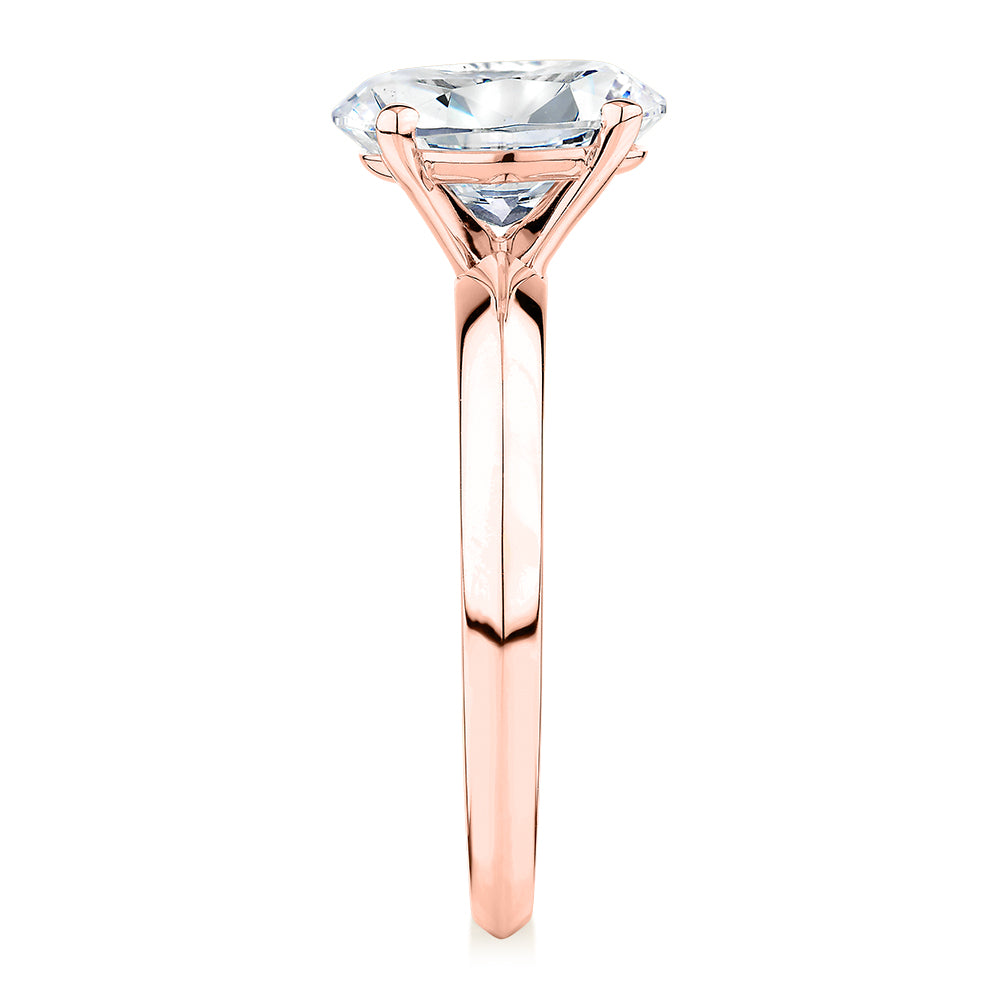 Premium Certified Lab-Grown Diamond, 2.00 carat oval solitaire engagement ring in 14 carat rose gold