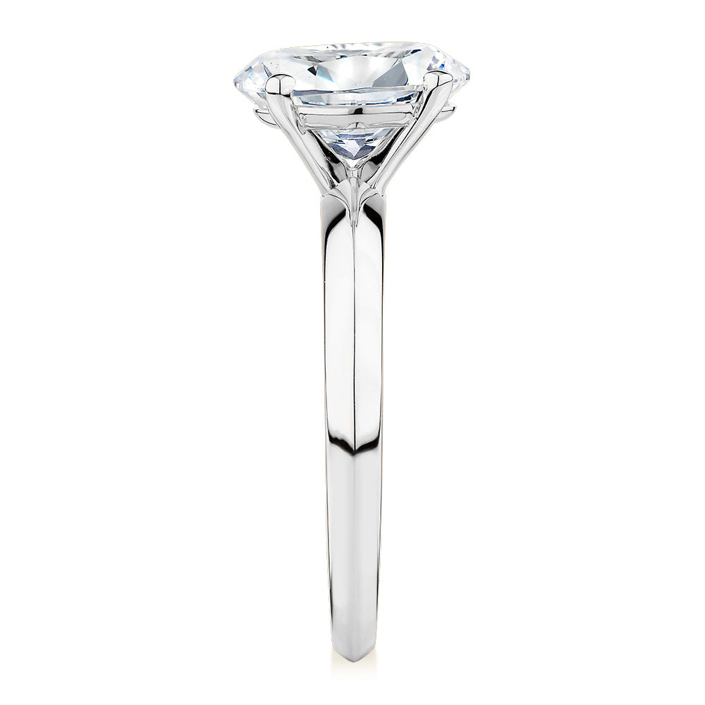 Premium Certified Lab-Grown Diamond, 2.00 carat oval solitaire engagement ring in 14 carat white gold
