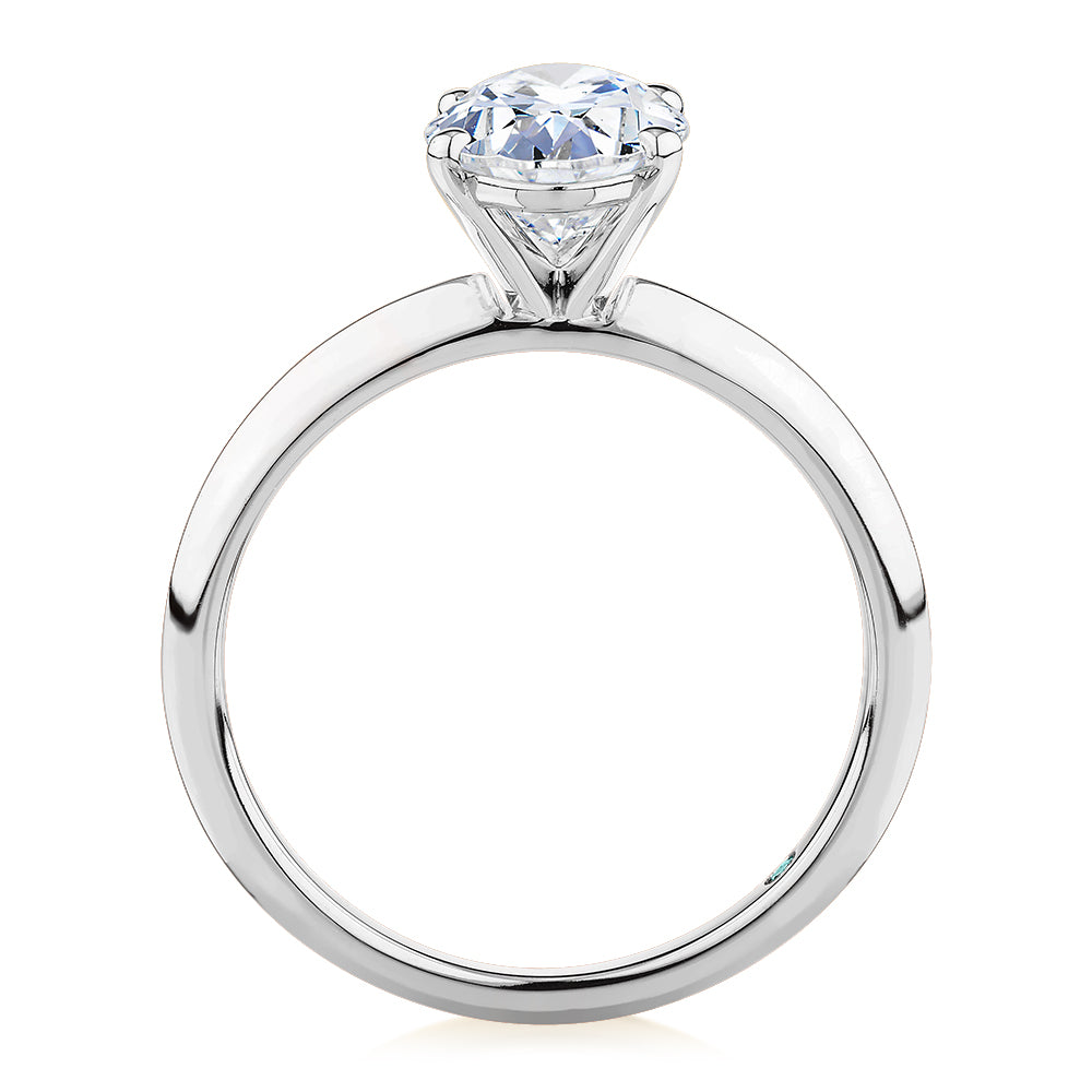 Premium Certified Lab-Grown Diamond, 2.00 carat oval solitaire engagement ring in 14 carat white gold