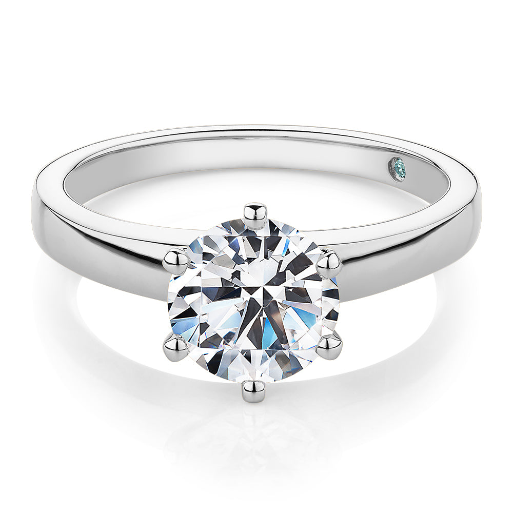 Premium Certified Lab-Grown Diamond, 1.50 carat round brilliant solitaire engagement ring in 14 carat white gold