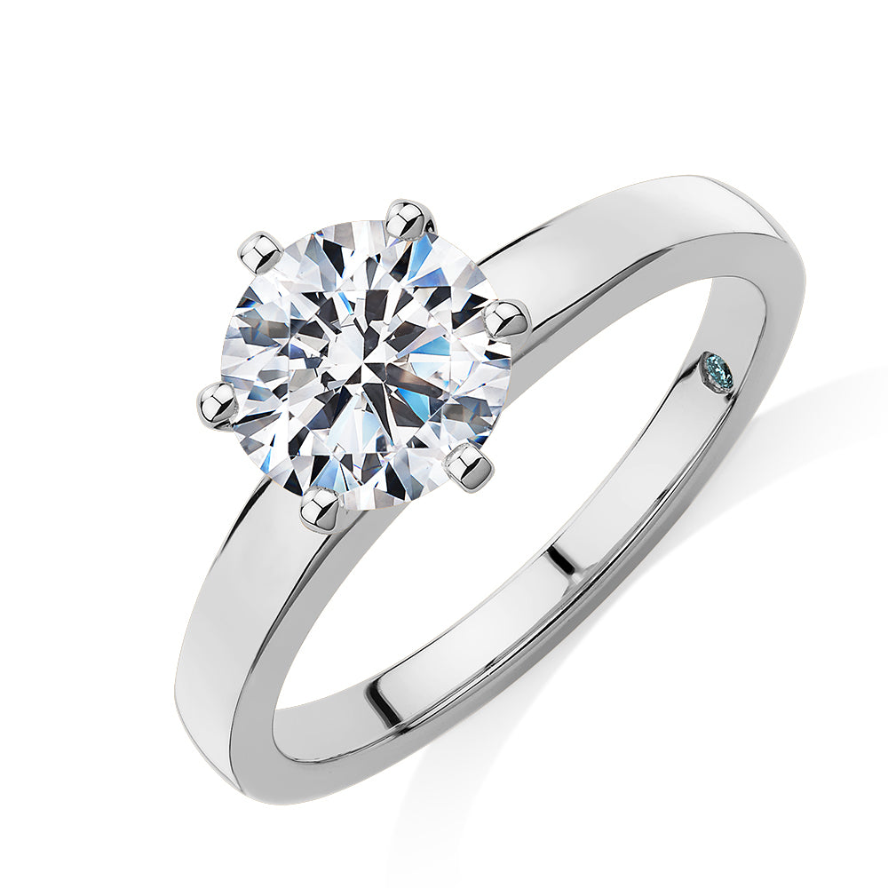 Premium Certified Lab-Grown Diamond, 1.50 carat round brilliant solitaire engagement ring in 14 carat white gold