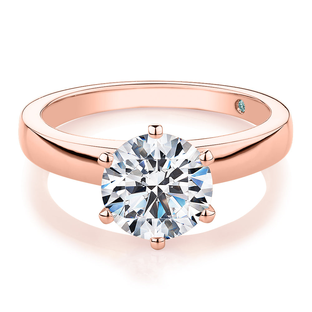 Premium Certified Lab-Grown Diamond, 2.00 carat round brilliant solitaire engagement ring in 14 carat rose gold
