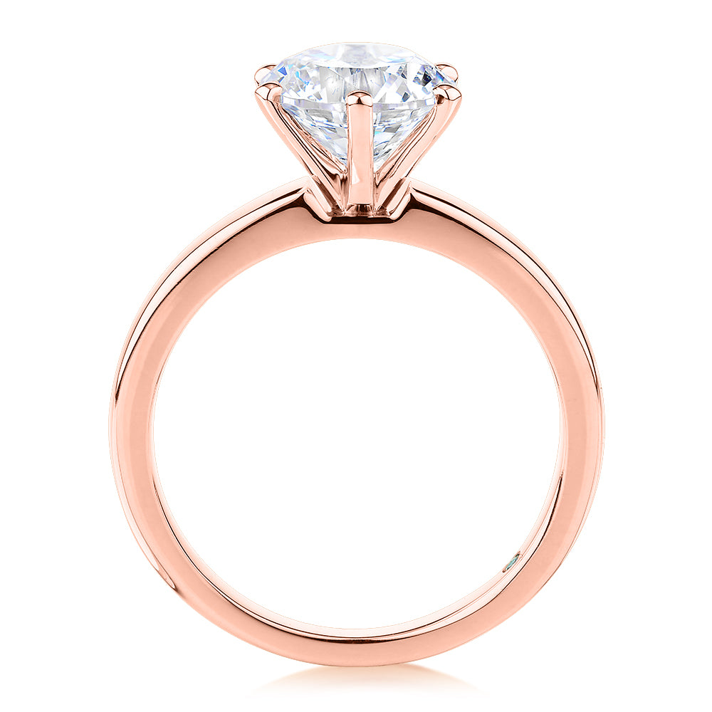Premium Certified Lab-Grown Diamond, 2.00 carat round brilliant solitaire engagement ring in 14 carat rose gold