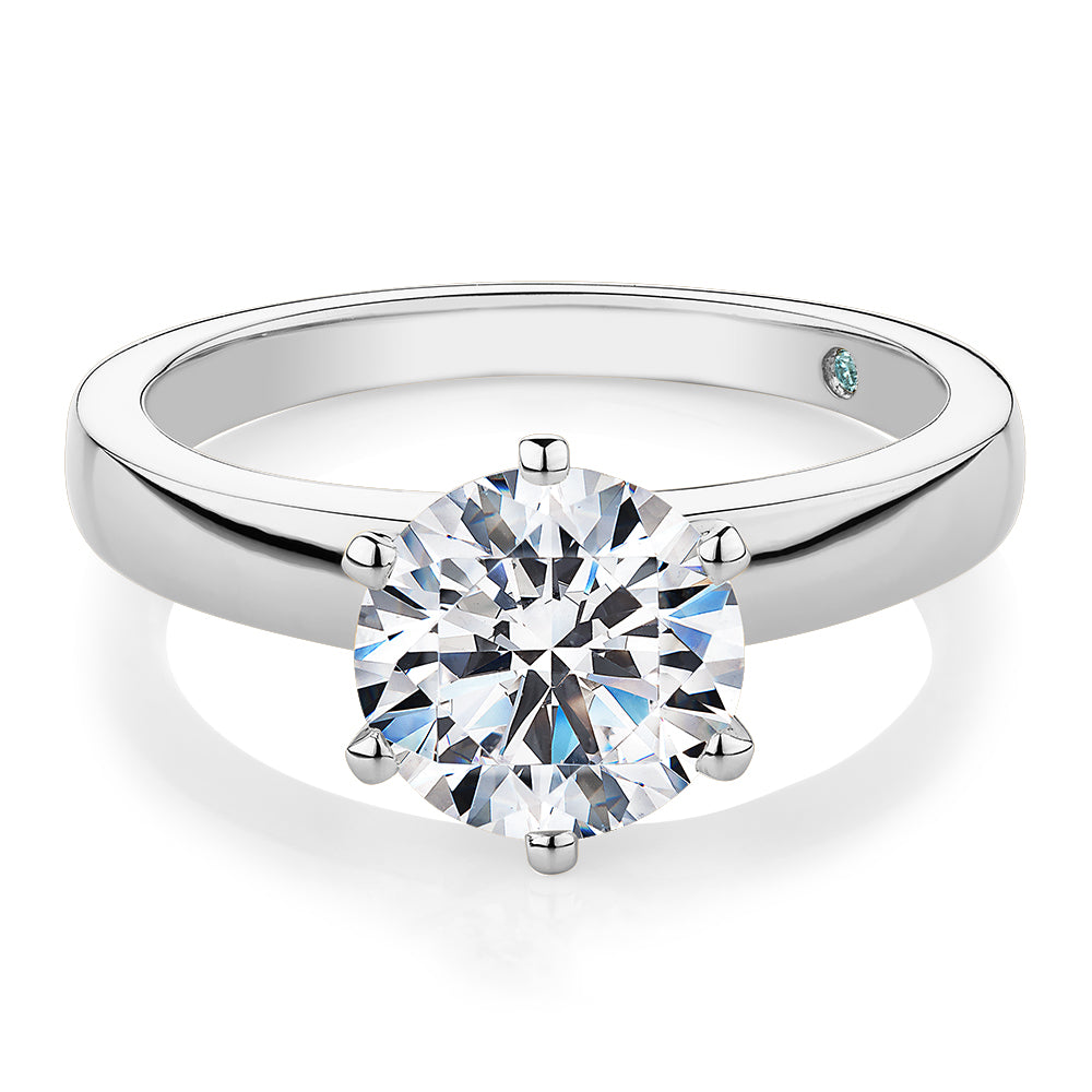 Premium Certified Lab-Grown Diamond, 2.00 carat round brilliant solitaire engagement ring in 14 carat white gold