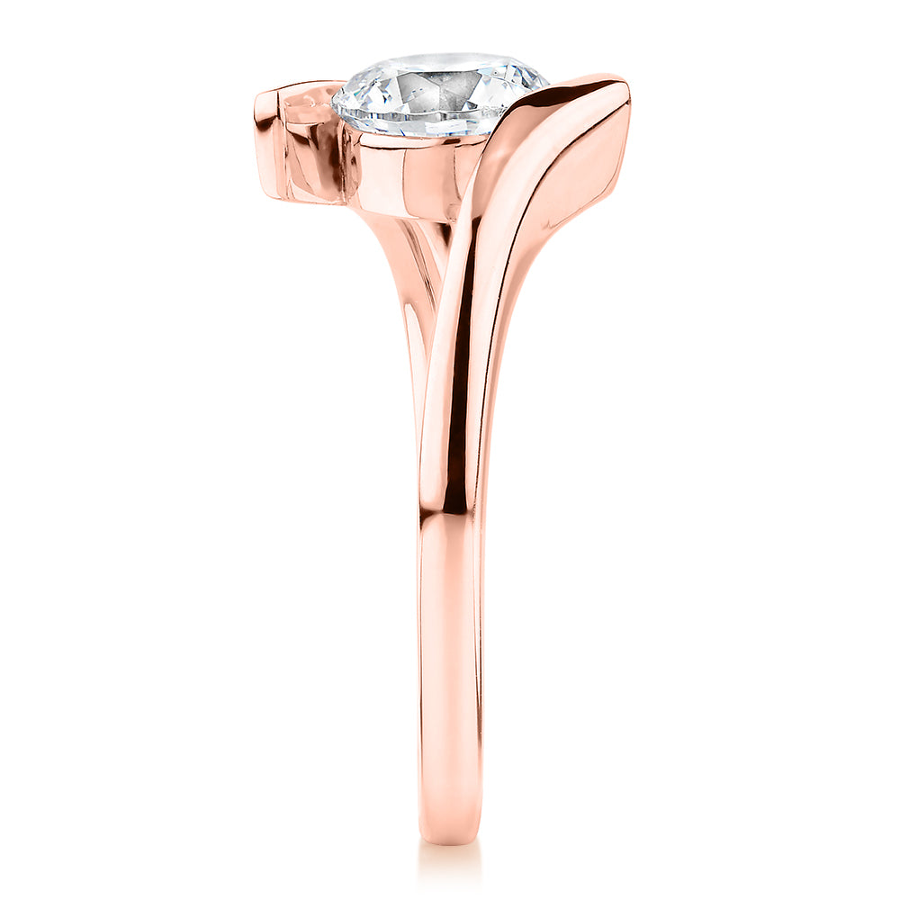 Signature Simulant Diamond 1.00 carat* round brilliant solitaire engagement ring in 10 carat rose gold