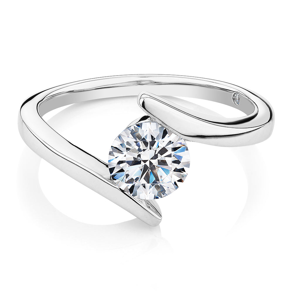 Signature Simulant Diamond 1.00 carat* round brilliant solitaire engagement ring in 10 carat white gold