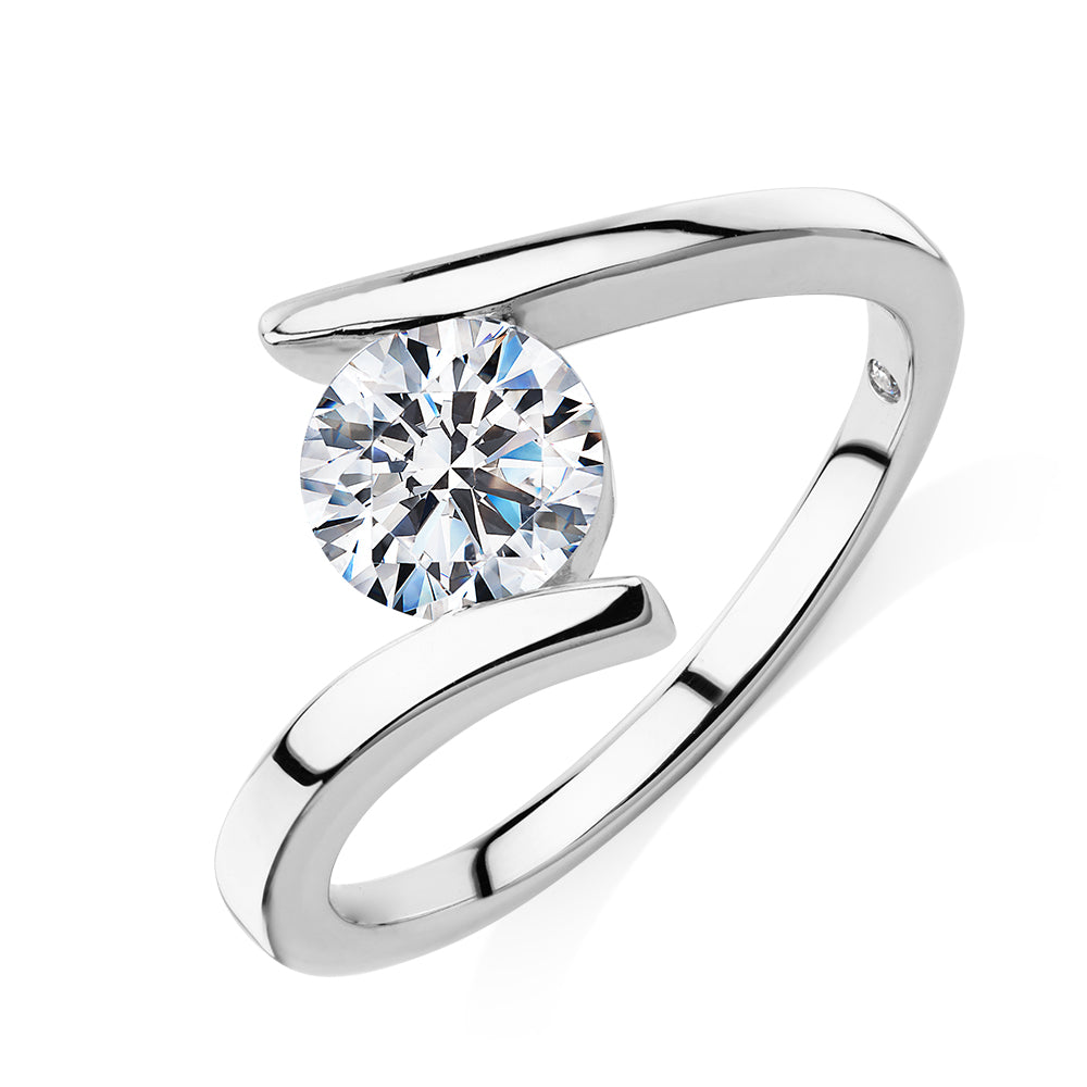 Signature Simulant Diamond 1.00 carat* round brilliant solitaire engagement ring in 10 carat white gold