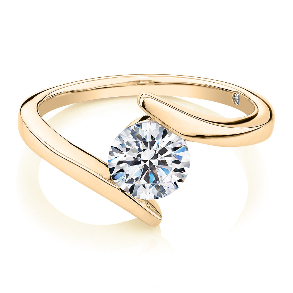 Signature Simulant Diamond 1.00 carat* round brilliant solitaire engagement ring in 10 carat yellow gold