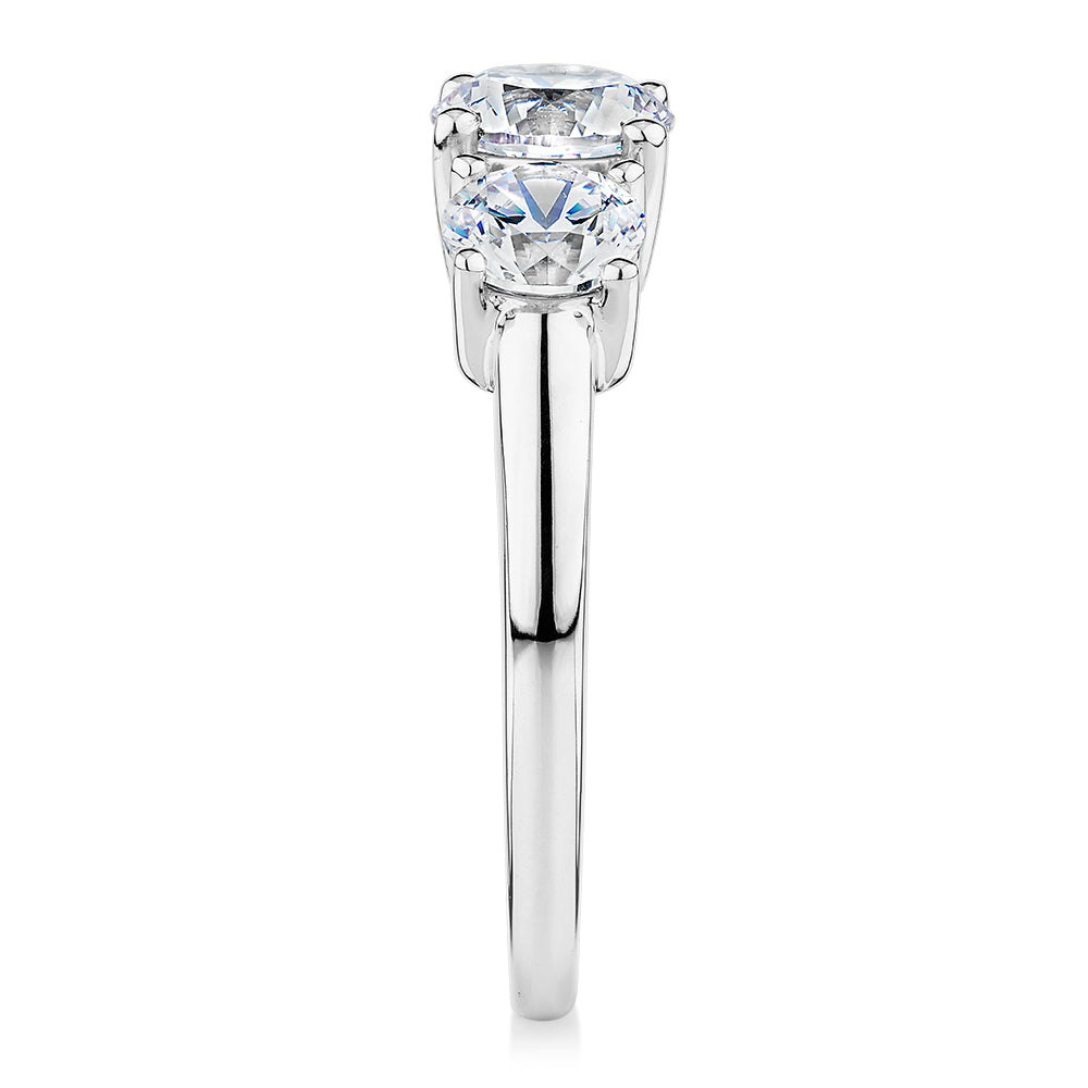 Premium Certified Lab-Grown Diamond 2.00 carat TW round brilliant cut three stone engagement ring in 10 carat white gold