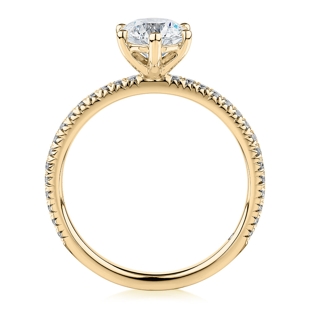 Signature Simulant Diamond 1.19 carat* TW round brilliant engagement ring in 14 carat yellow gold