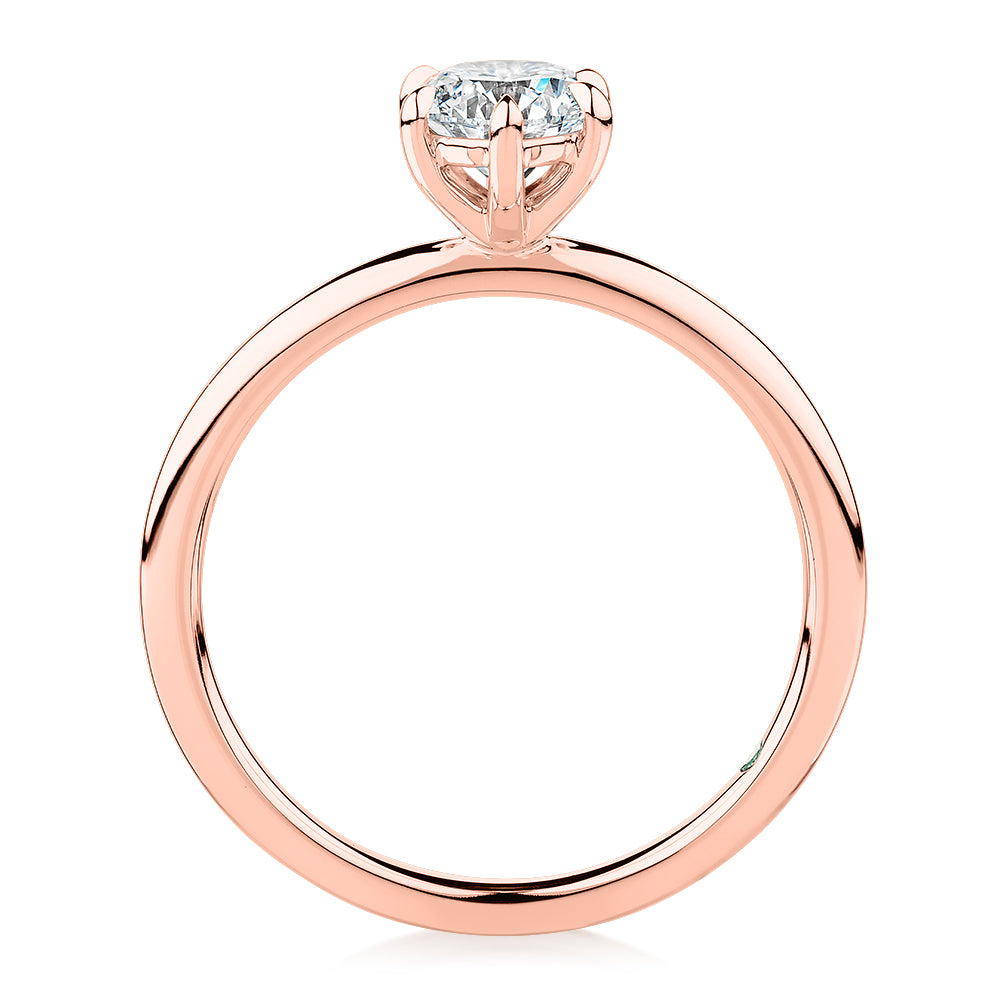 Premium Certified Laboratory Created Diamond, 0.70 carat round brilliant solitaire engagement ring in 18 carat rose gold