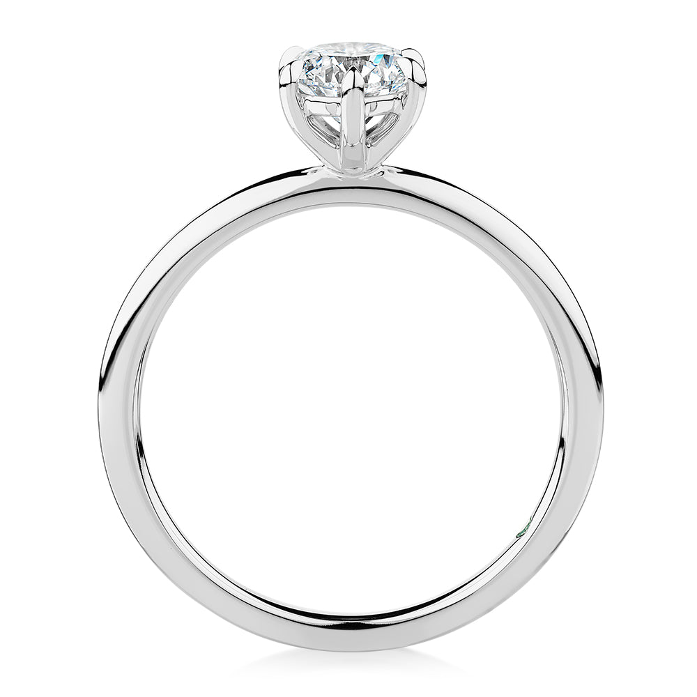Premium Certified Laboratory Created Diamond, 0.70 carat round brilliant solitaire engagement ring in 14 carat white gold