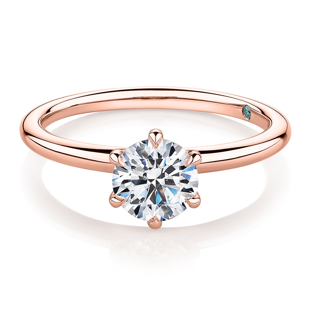 Premium Certified Lab-Grown Diamond, 1.00 carat round brilliant solitaire engagement ring in 14 carat rose gold