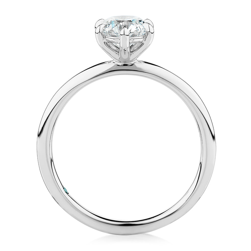 Premium Certified Laboratory Created Diamond, 1.00 carat round brilliant solitaire engagement ring in 18 carat white gold