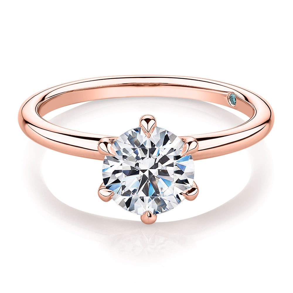 Premium Certified Lab-Grown Diamond, 1.50 carat round brilliant solitaire engagement ring in 14 carat rose gold