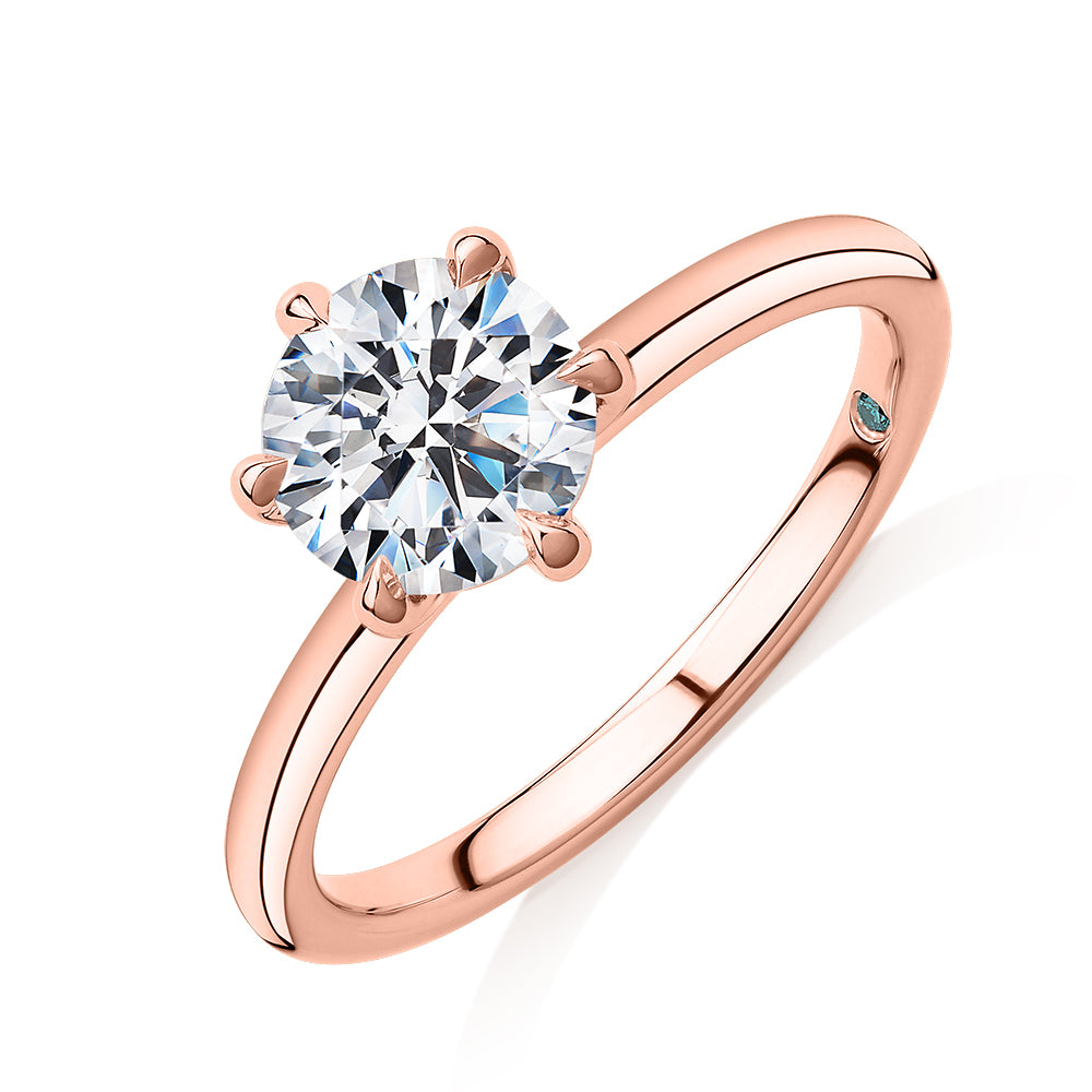 Premium Certified Lab-Grown Diamond, 1.50 carat round brilliant solitaire engagement ring in 14 carat rose gold