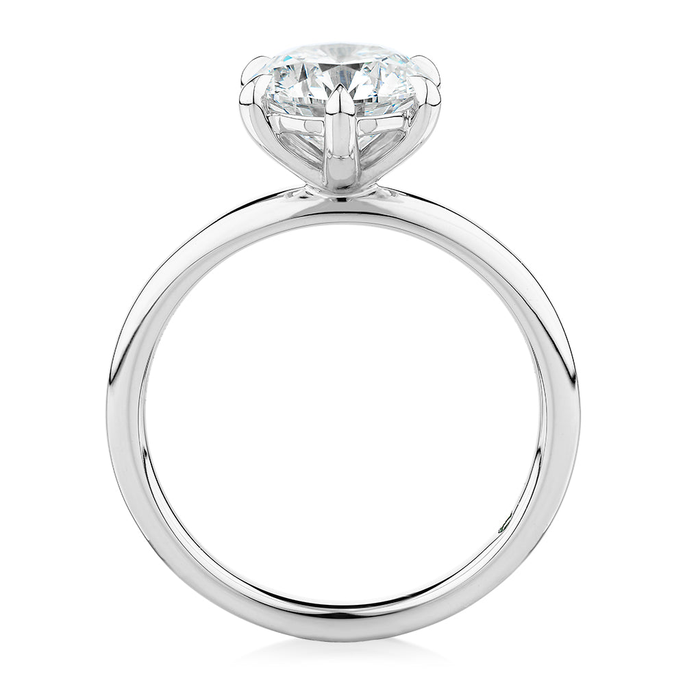 Premium Certified Laboratory Created Diamond, 2.00 carat round brilliant solitaire engagement ring in 18 carat white gold