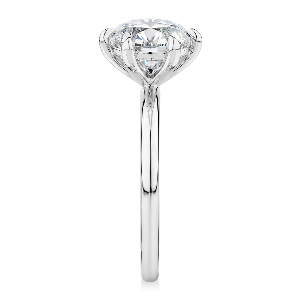 Premium Certified Laboratory Created Diamond, 3.00 carat round brilliant solitaire engagement ring in platinum